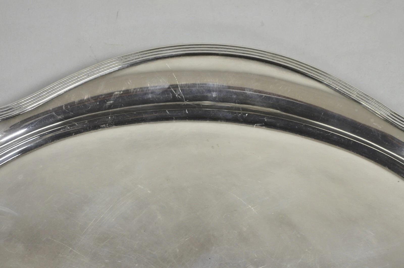 Antique Gorham Edwardian Silver Plate Serving Bar Tray Engraved to Reverend 1945 For Sale 1