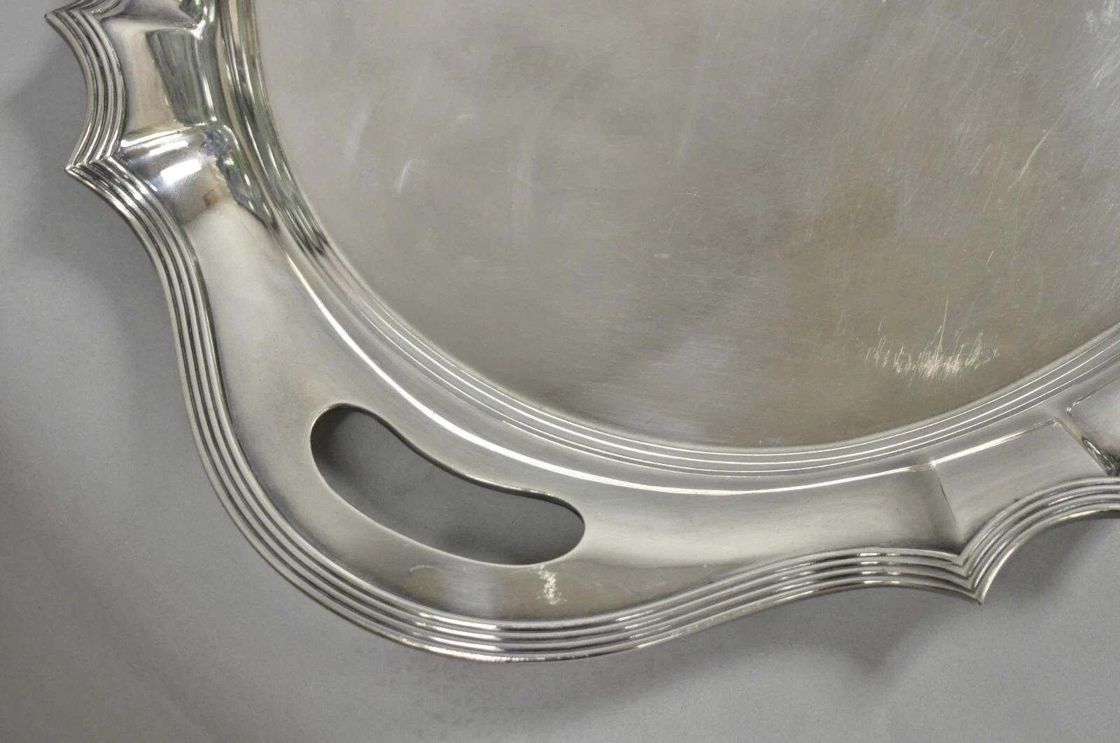 Antique Gorham Edwardian Silver Plate Serving Bar Tray Engraved to Reverend 1945 For Sale 2