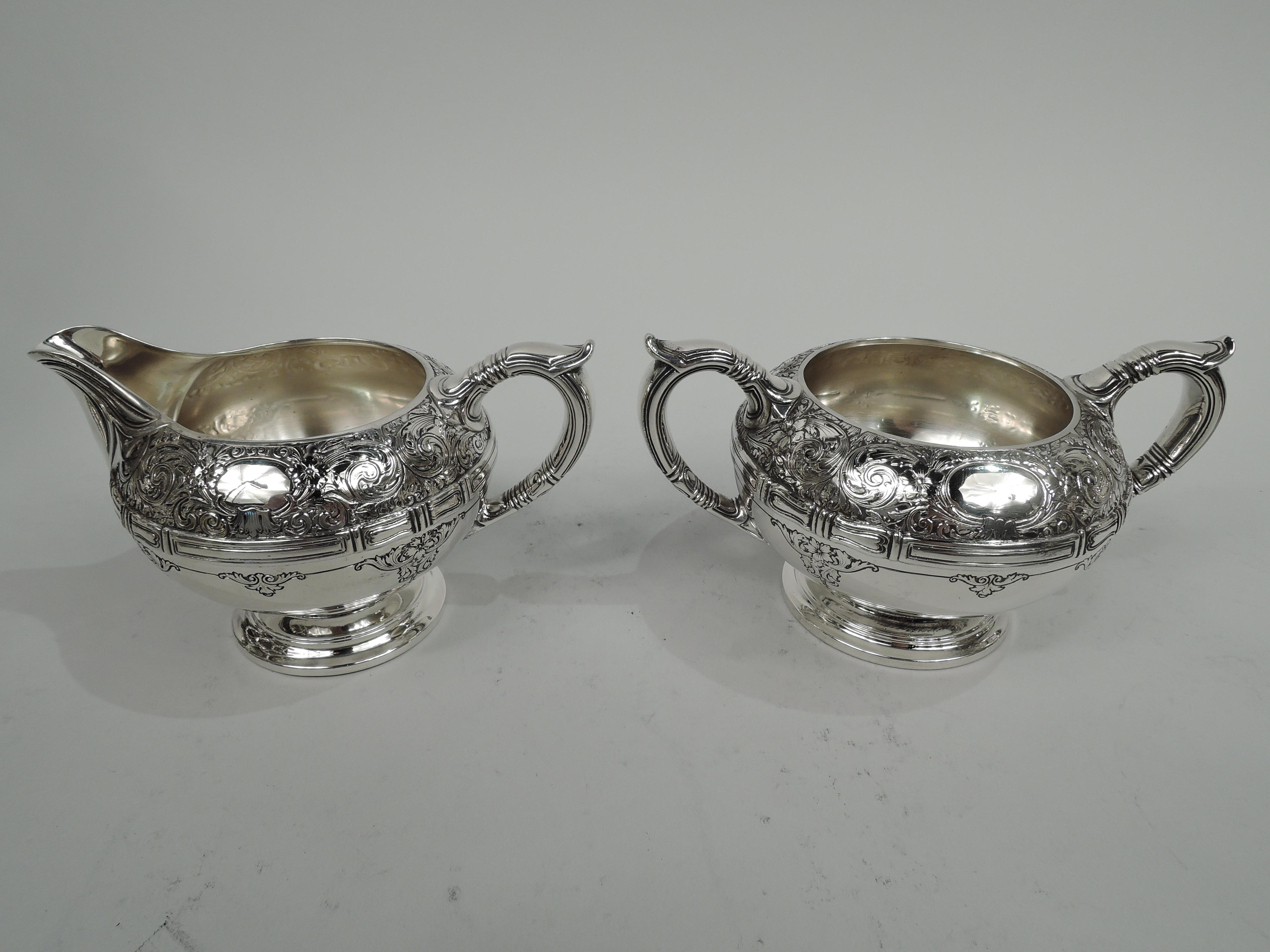 Early 20th Century Antique Gorham Edwardian Sterling Silver 3-Piece Coffee Set For Sale