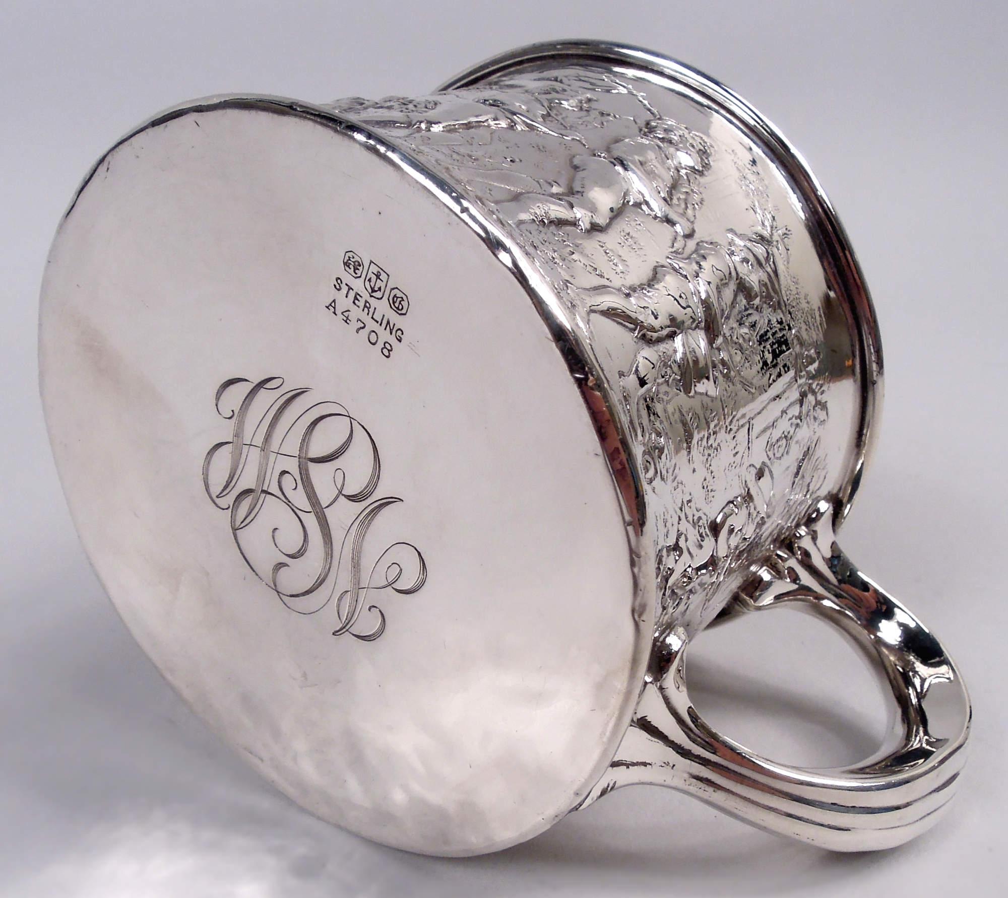 XX secolo Antique Gorham Edwardian Sterling Silver Boy’s Expedition Baby Cup in vendita