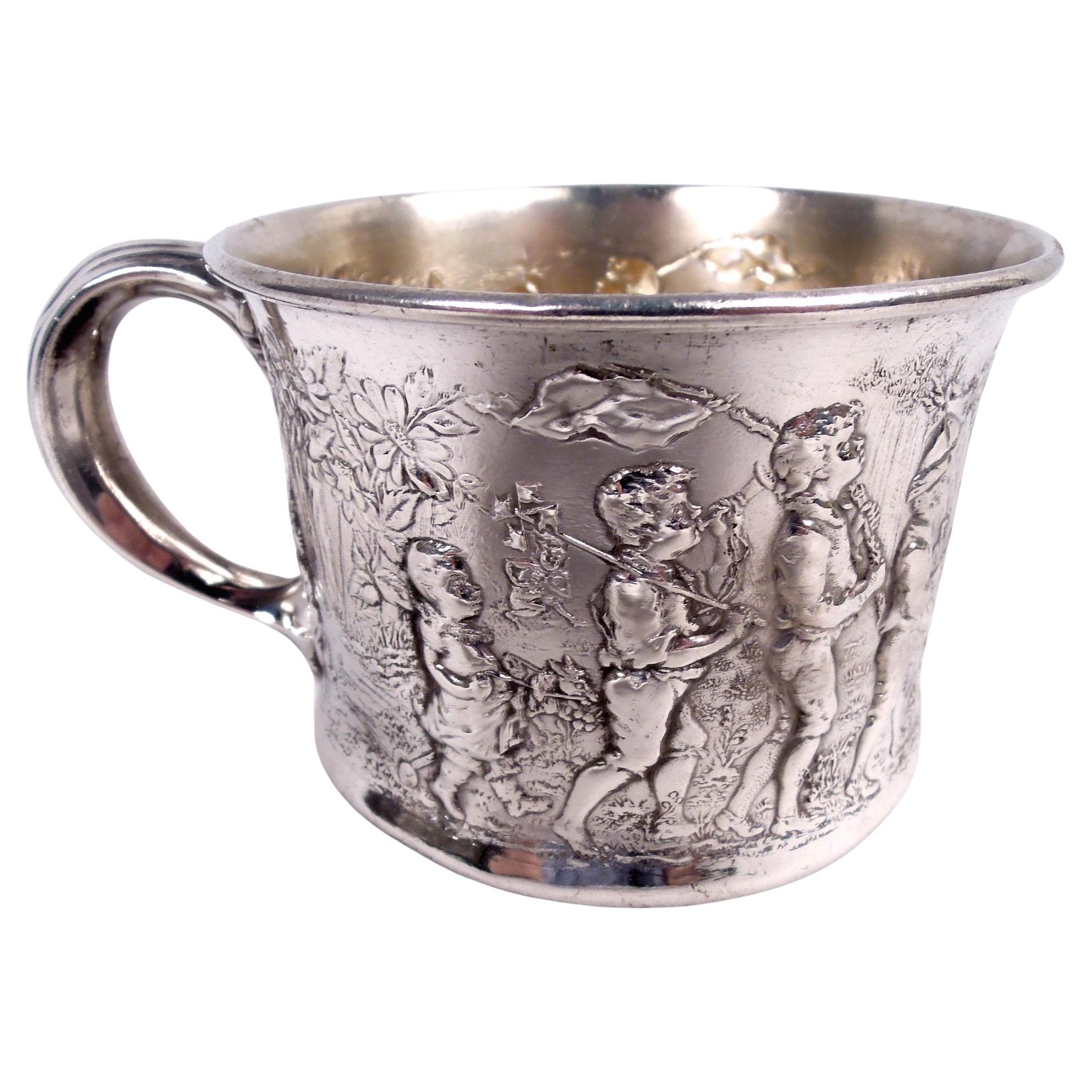 Antique Gorham Edwardian Sterling Silver Boy’s Expedition Baby Cup For Sale