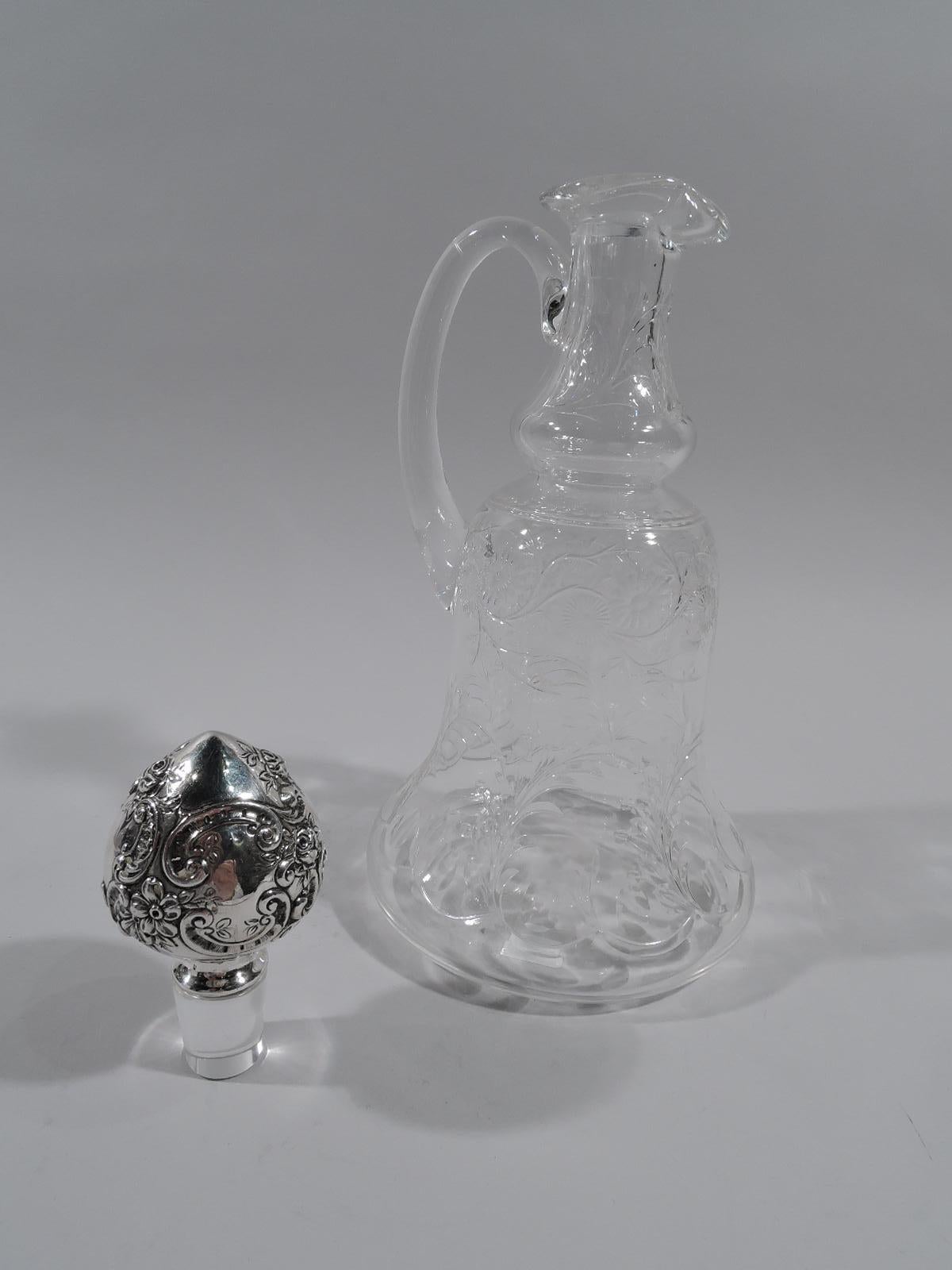 Antiguo decantador Gorham eduardiano de plata de ley y cristal Eduardiano en venta