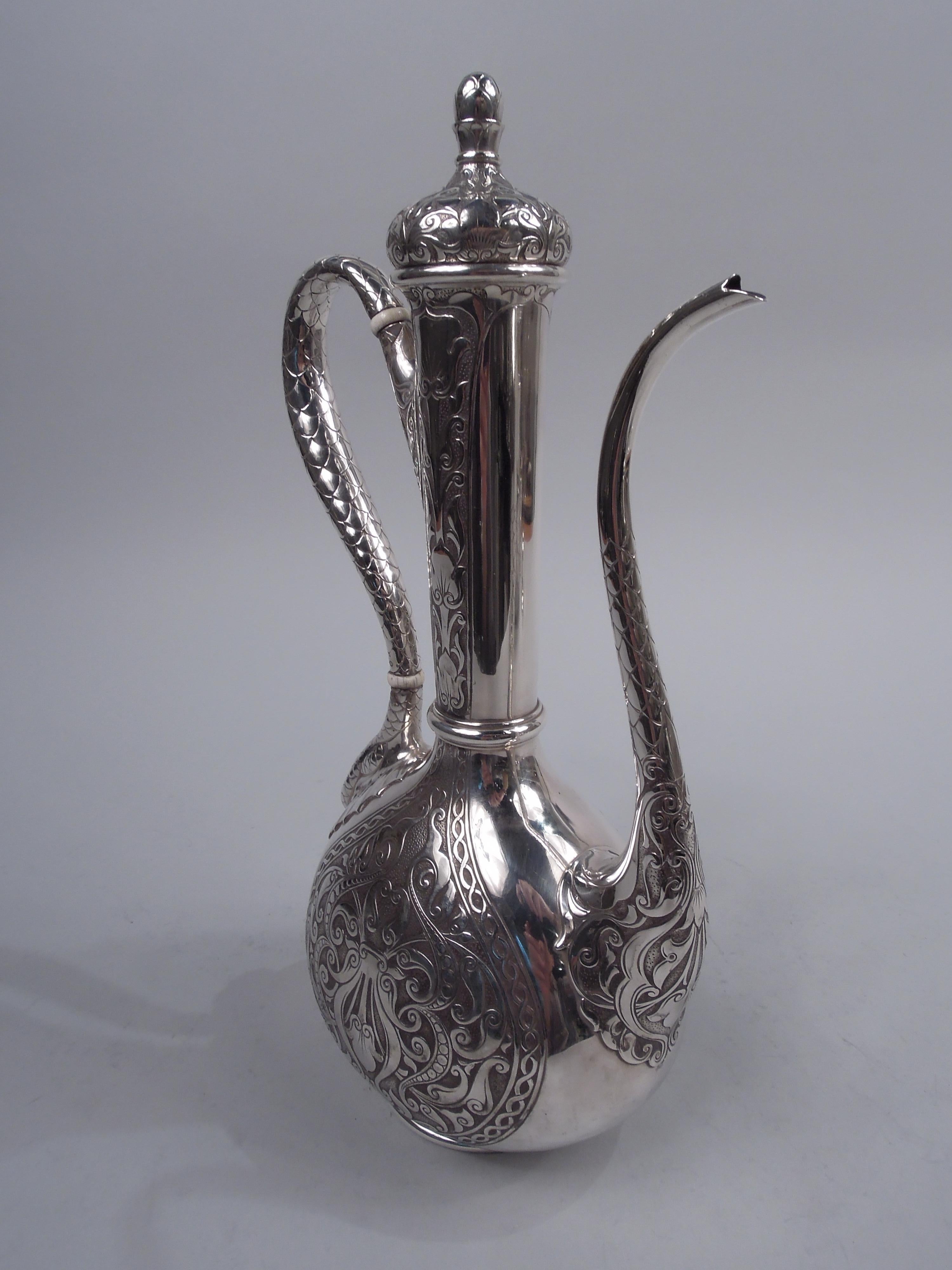 American Antique Gorham Exotic Turkish Sterling Silver Coffeepot, 1900 For Sale