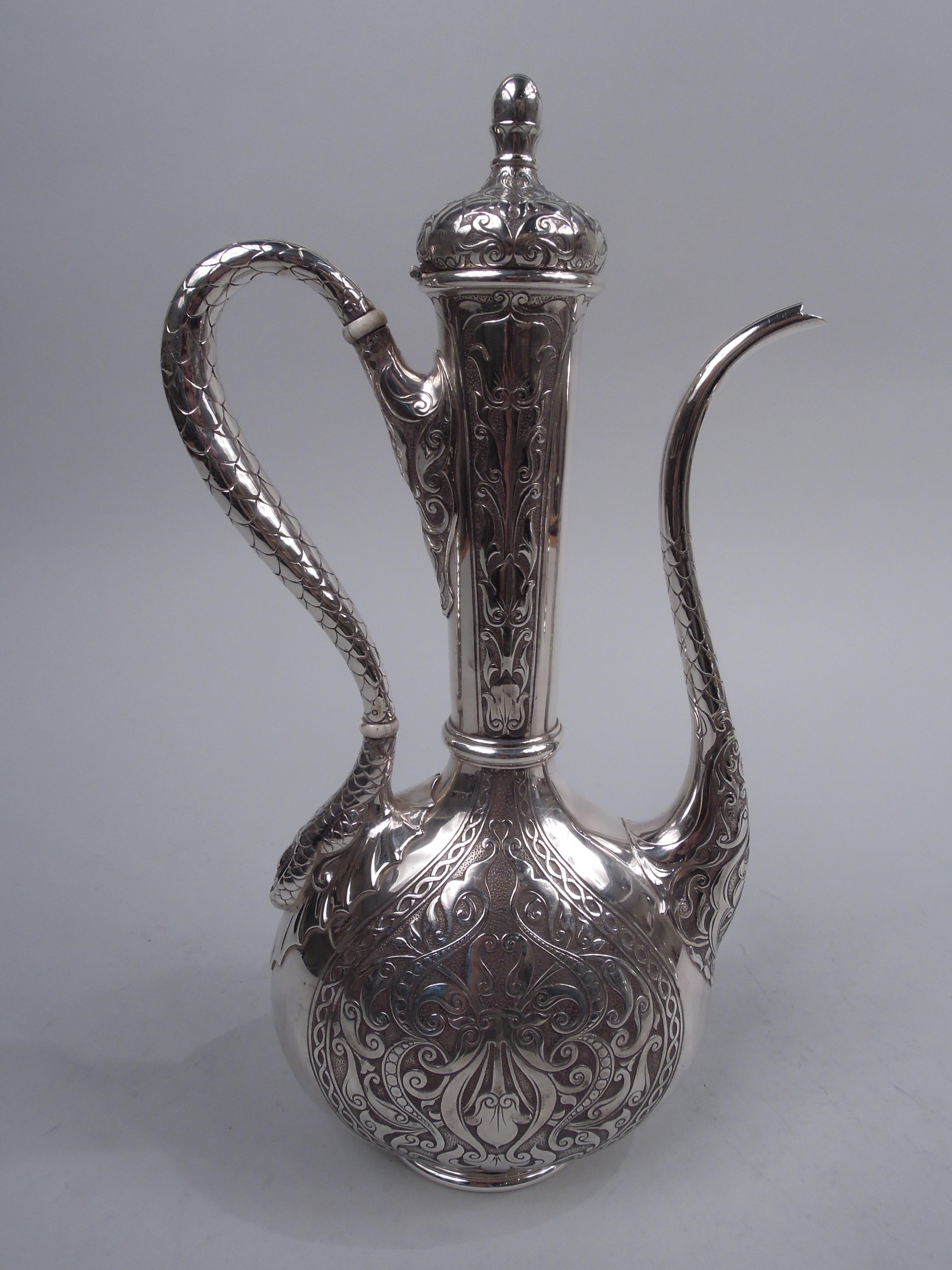 Antique Gorham Exotic Turkish Sterling Silver Coffeepot, 1900 In Good Condition For Sale In New York, NY
