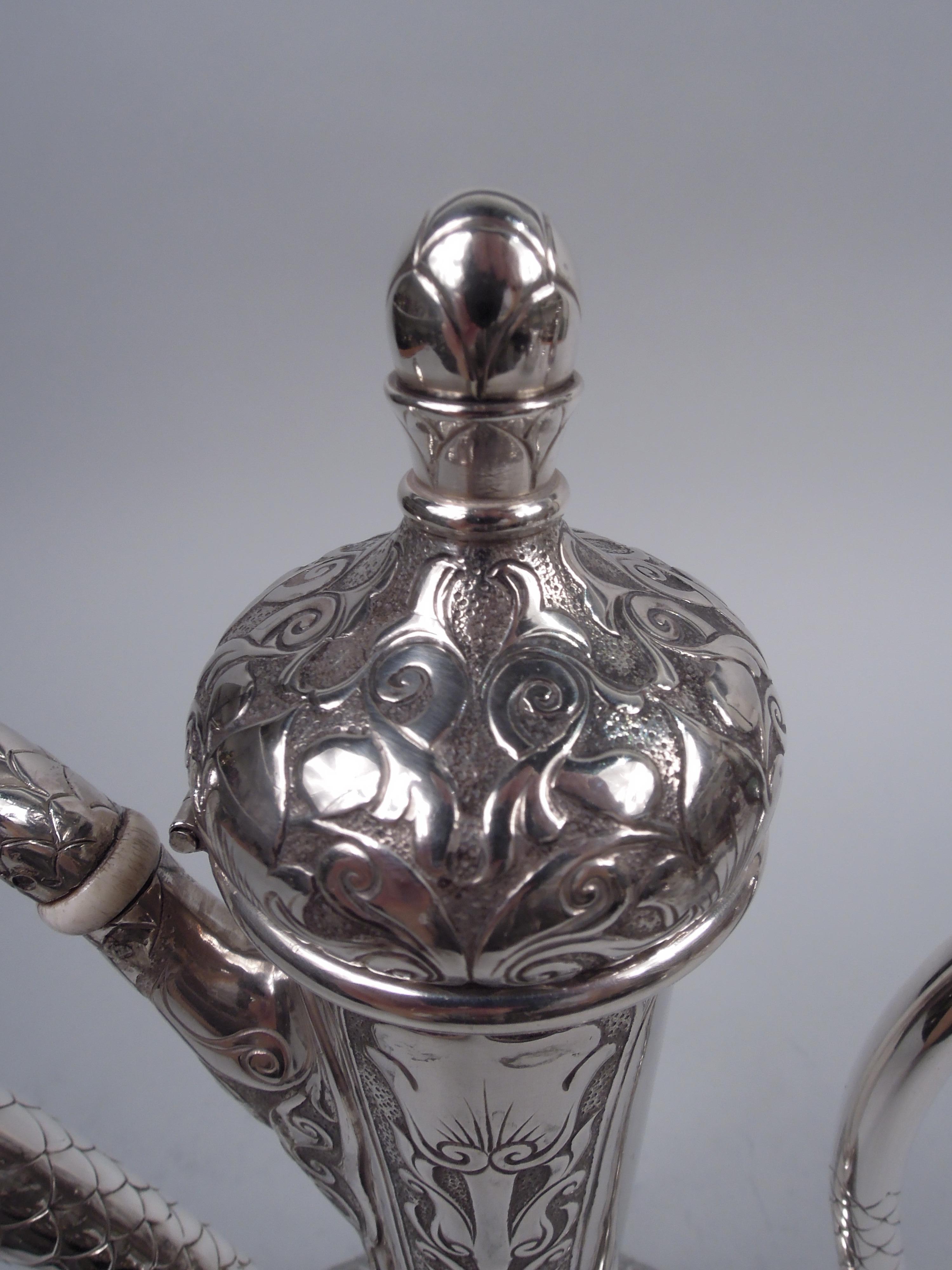 Early 20th Century Antique Gorham Exotic Turkish Sterling Silver Coffeepot, 1900 For Sale