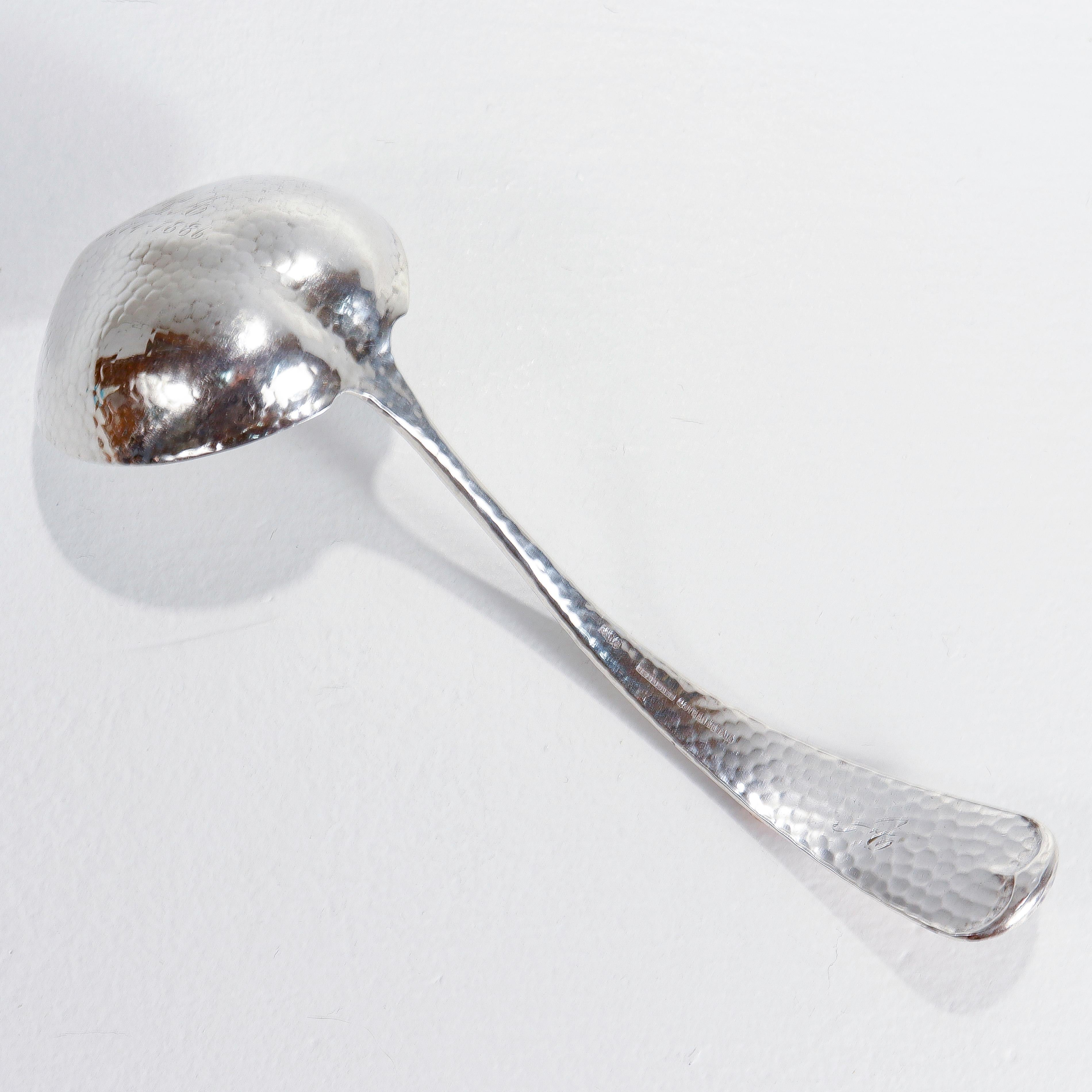 Antique Gorham Hand-Hammered Sterling Silver & Mixed Metals Sauce Ladle For Sale 1