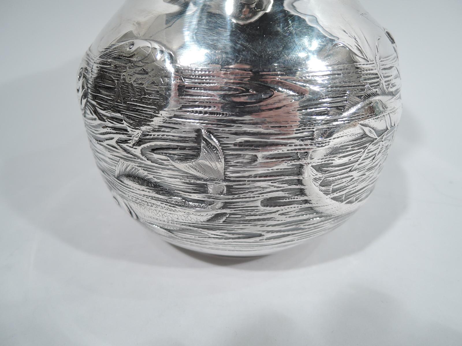 Antique Gorham Japonesque Sterling Silver Fishbowl Water Pitcher 1