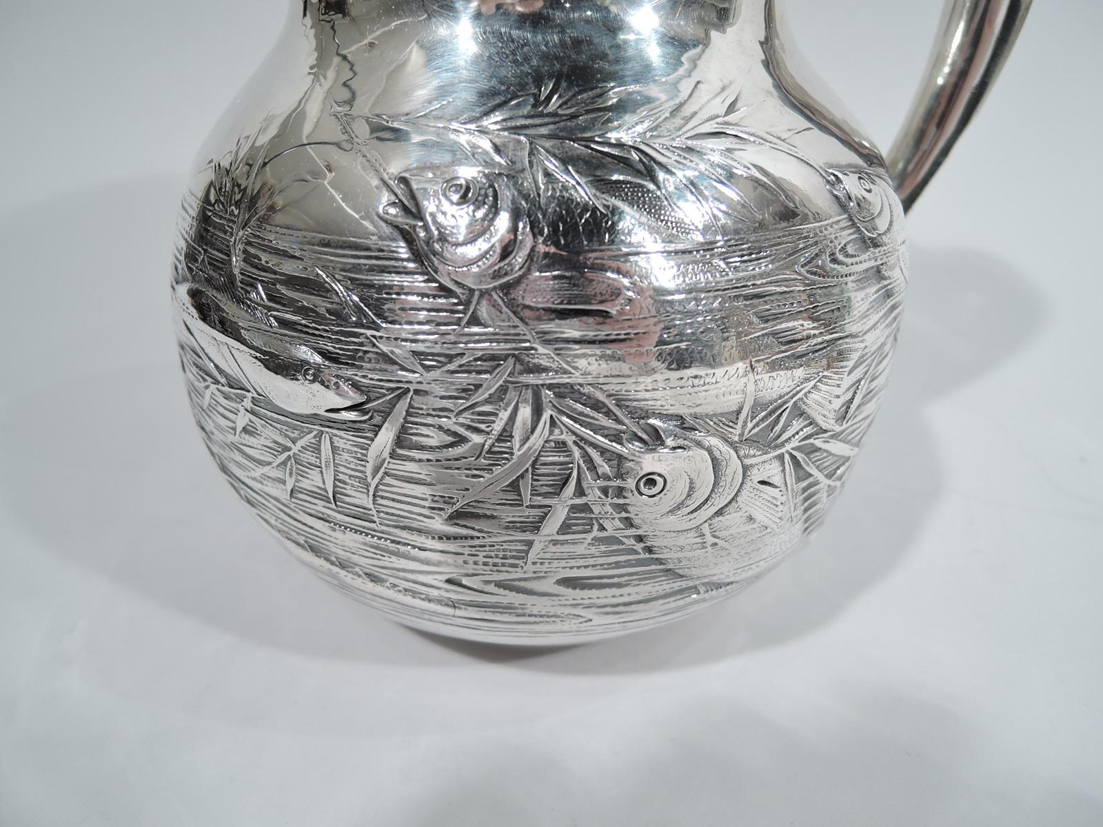 Antique Gorham Japonesque Sterling Silver Fishbowl Water Pitcher 2