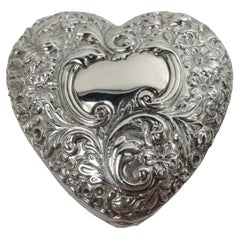 Antique Gorham Lushly Romantic Victorian Heart-Shaped Jewelry Box