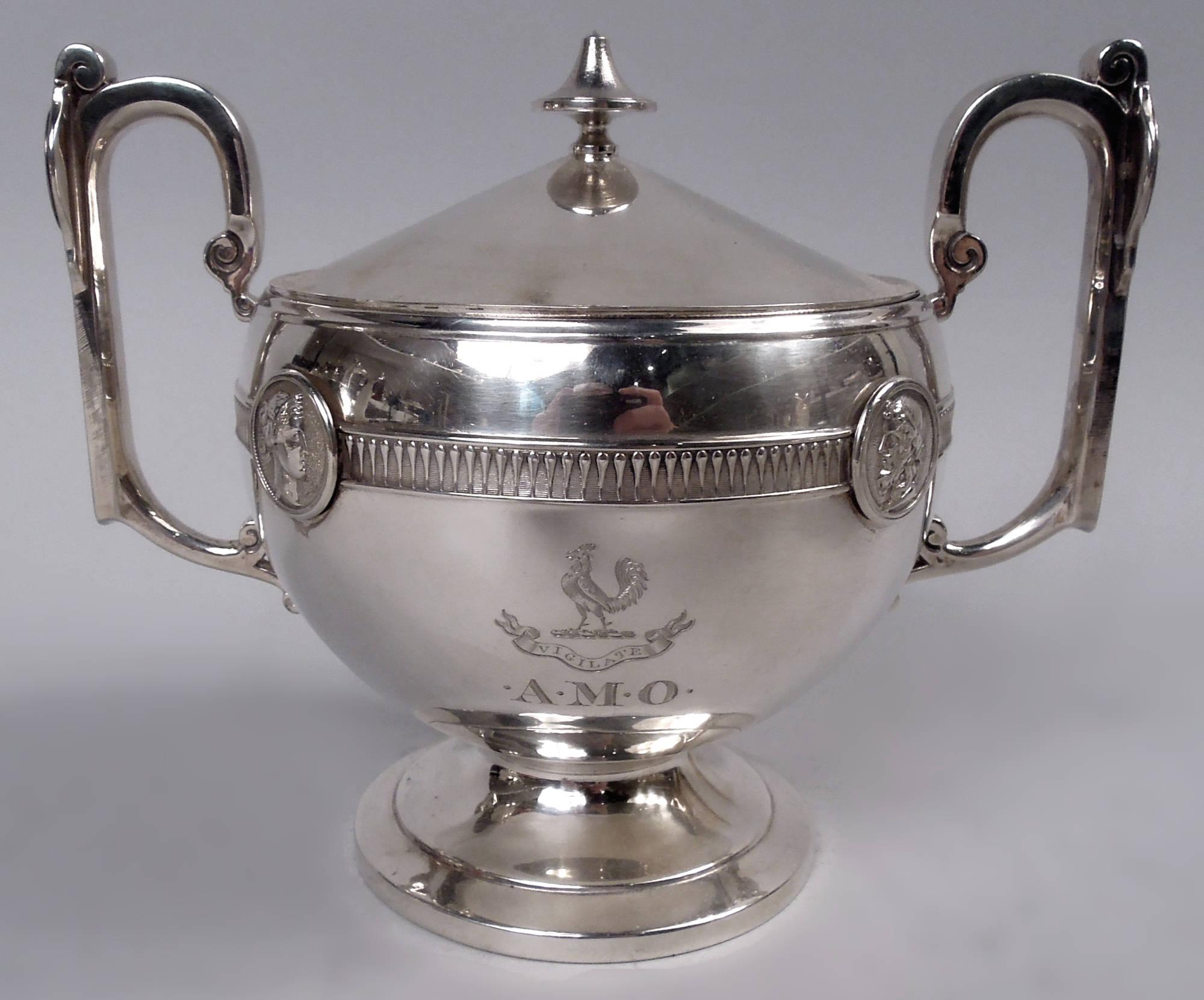 Antique Gorham Medallion Coin Silver 5-Piece Coffee & Tea Set For Sale 4