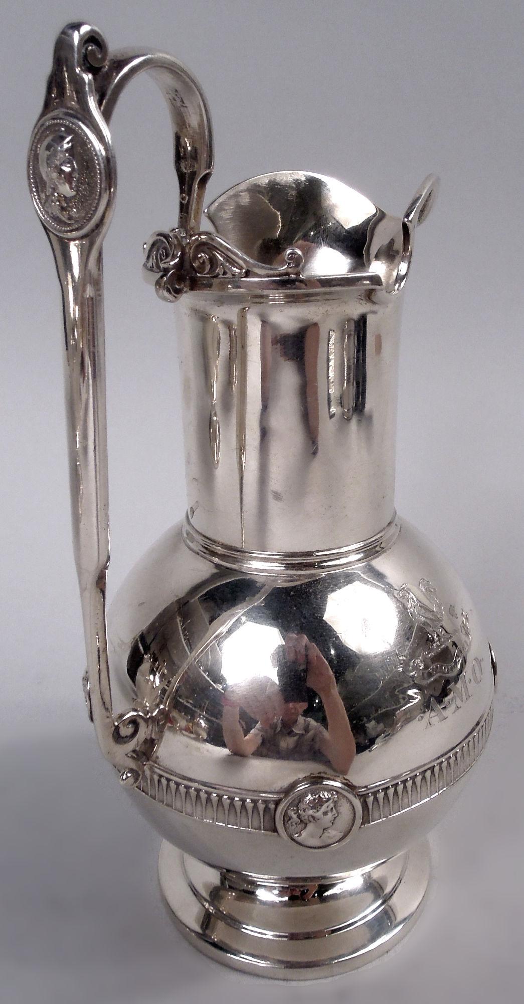 American Classical Antique Gorham Medallion Coin Silver 5-Piece Coffee & Tea Set For Sale