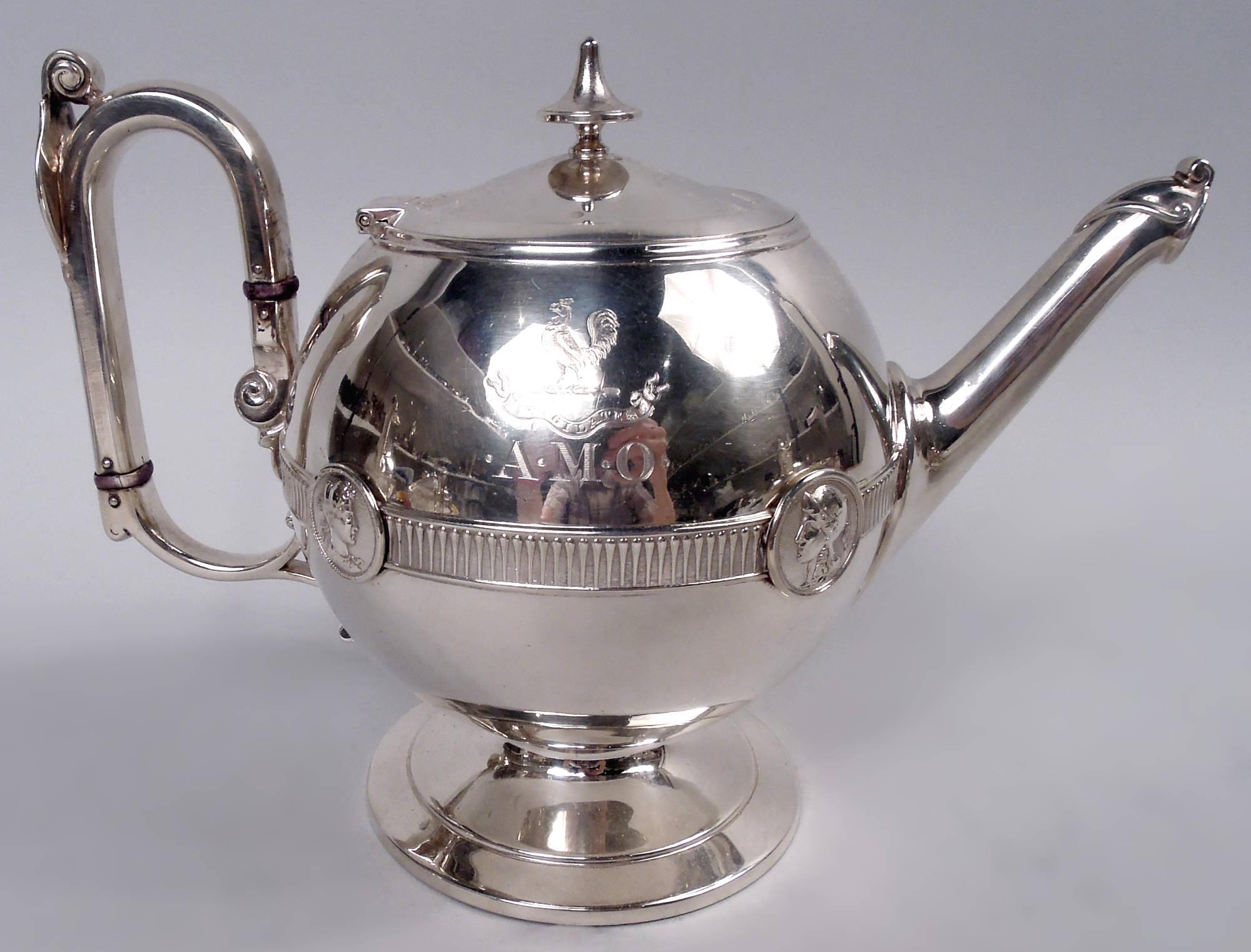 Antique Gorham Medallion Coin Silver 5-Piece Coffee & Tea Set For Sale 3