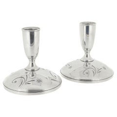 Bougeoirs de console anciens en argent sterling du milieu du siècle à motif Celeste, Gorham