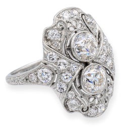 Antique Gorham Platinum Art-Deco Old European Diamond Ring, circa 1930