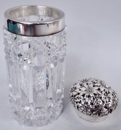 Antique Gorham Repousse Sterling Silver & Cut-Glass Sugar Caster, 1896
