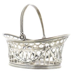 Antico cestino in miniatura Gorham in argento sterling reticolato