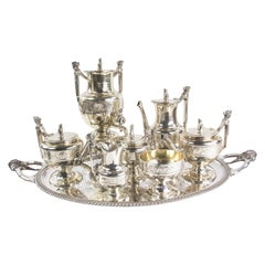 Antique Gorham Silver 8 Piece Figural Museum Quality Coin Silver Tea Set