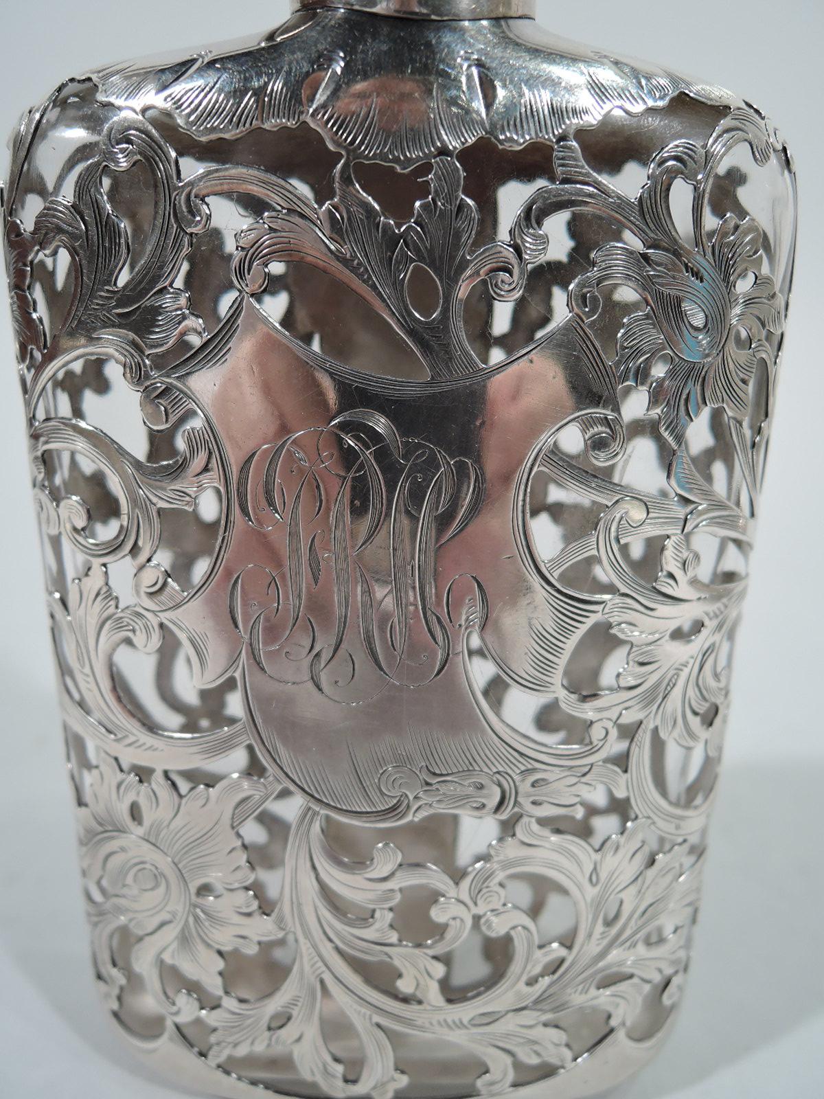 Antique Gorham Silver Overlay Ladies Flask 1