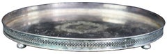 Antique Gorham Silver Plate Y1080 Oval Reticulated Footed Vanity Gallery Tray