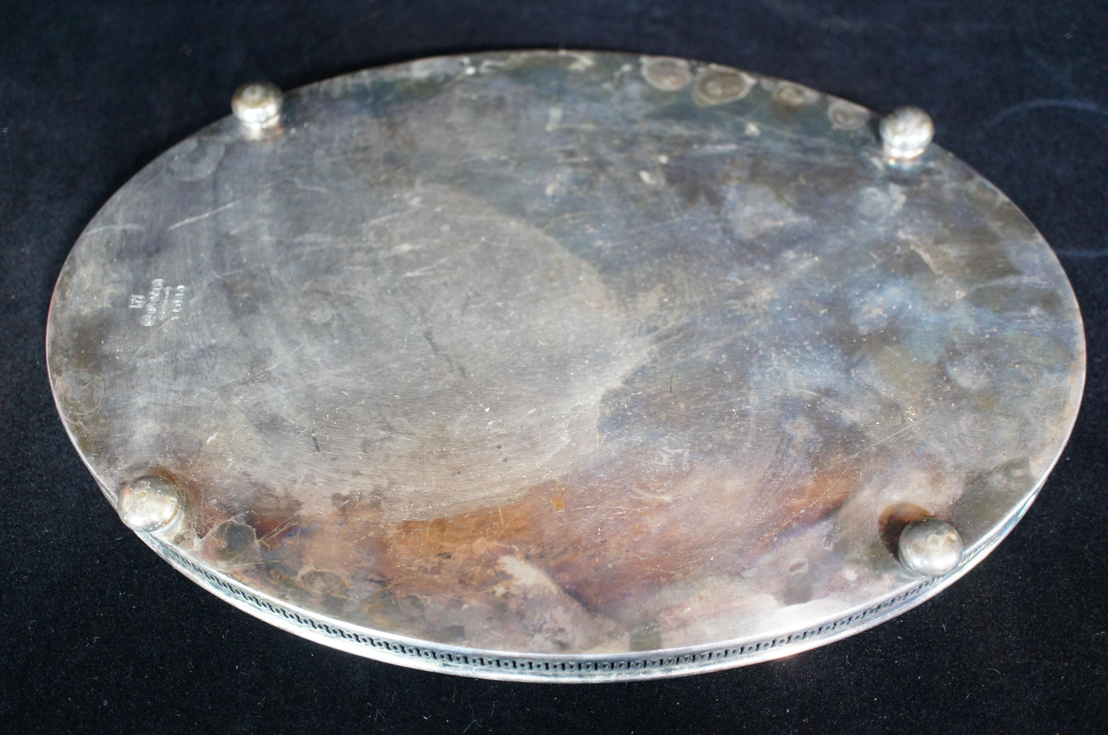 20th Century Antique Gorham Silver Plate Y1080 Oval Reticulated Footed Vanity Gallery Tray