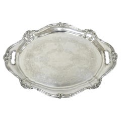 Antique Gorham Silver Plated Victorian Oval Butlers Serving Platter Bar Tray