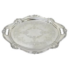 Antique Gorham Silver Plated Victorian Oval Butlers Serving Platter Bar Tray