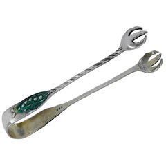 Antike antike Gorham Sterling und Emaille Lily of the Valley Tongs