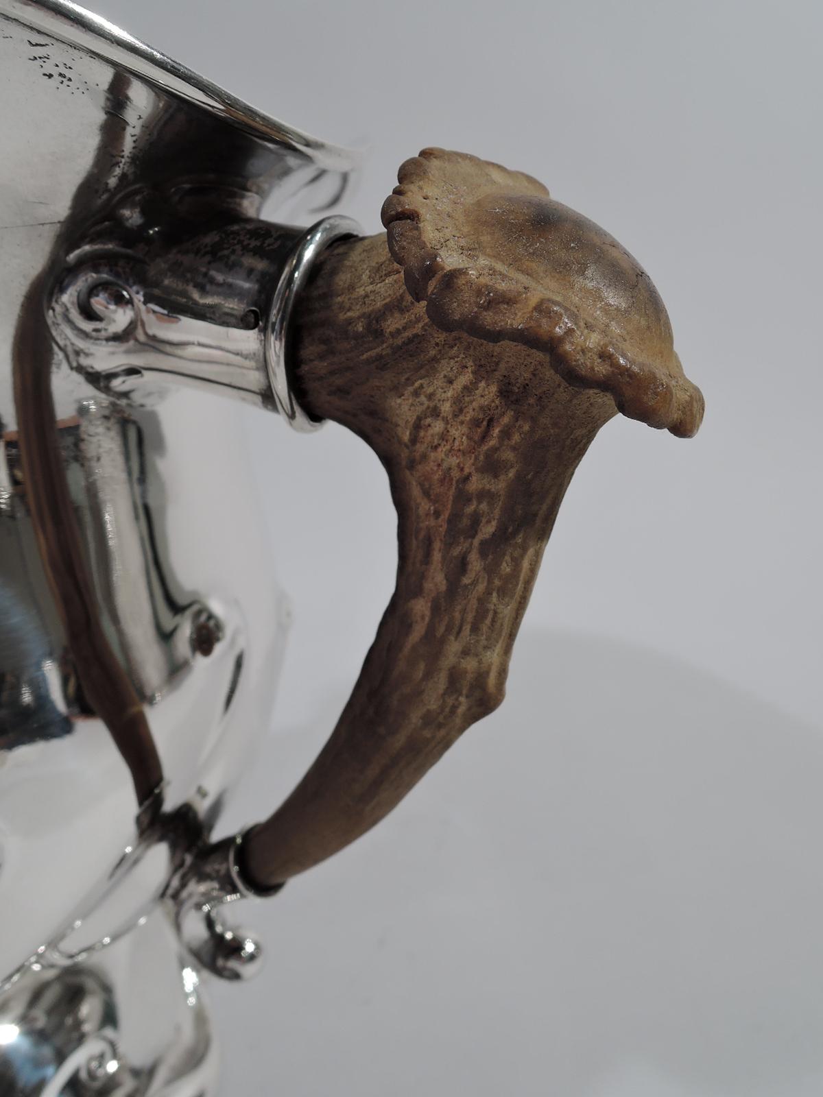 Antique Gorham Sterling Silver Alpha Antler Loving Cup Trophy In Excellent Condition In New York, NY