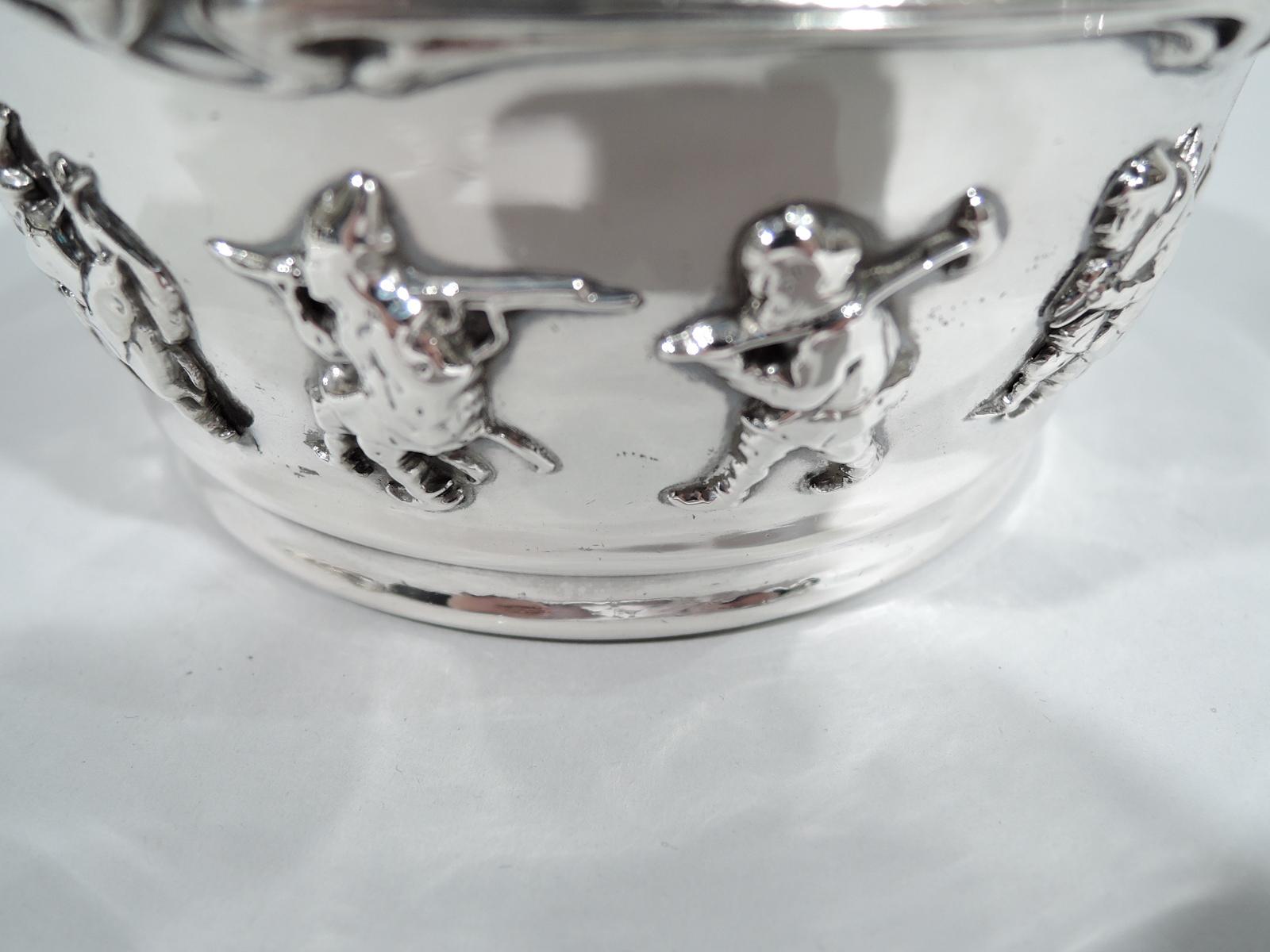 Antique Gorham Sterling Silver Baby Cereal Bowl on Plate In Excellent Condition For Sale In New York, NY