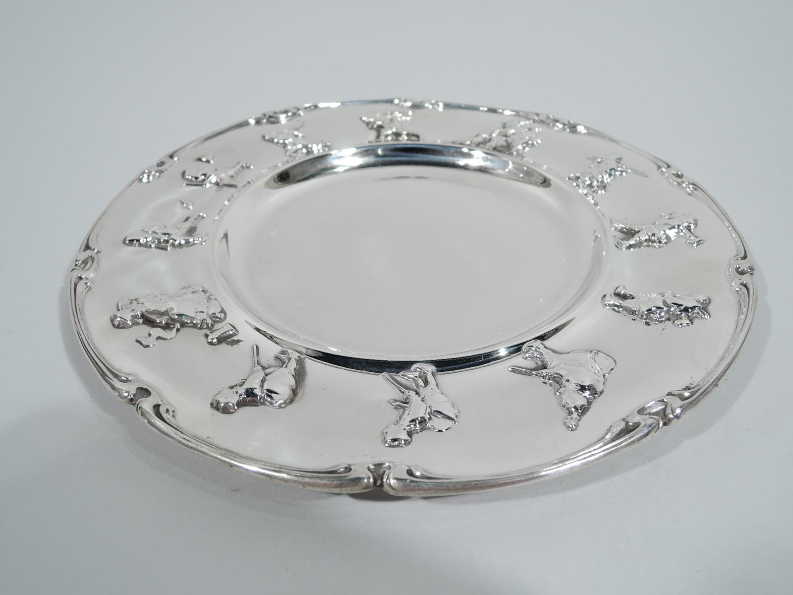 Early 20th Century Antique Gorham Sterling Silver Baby Cereal Bowl on Plate For Sale