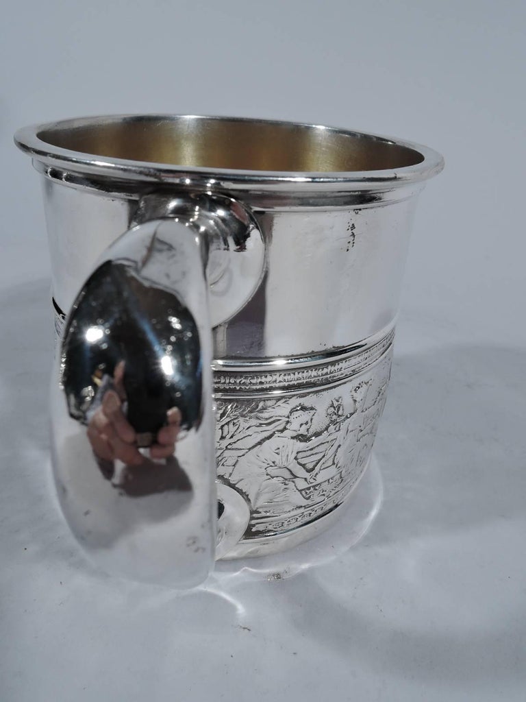 Antique Gorham Sterling Silver Baby Cup with Classical Frieze For Sale