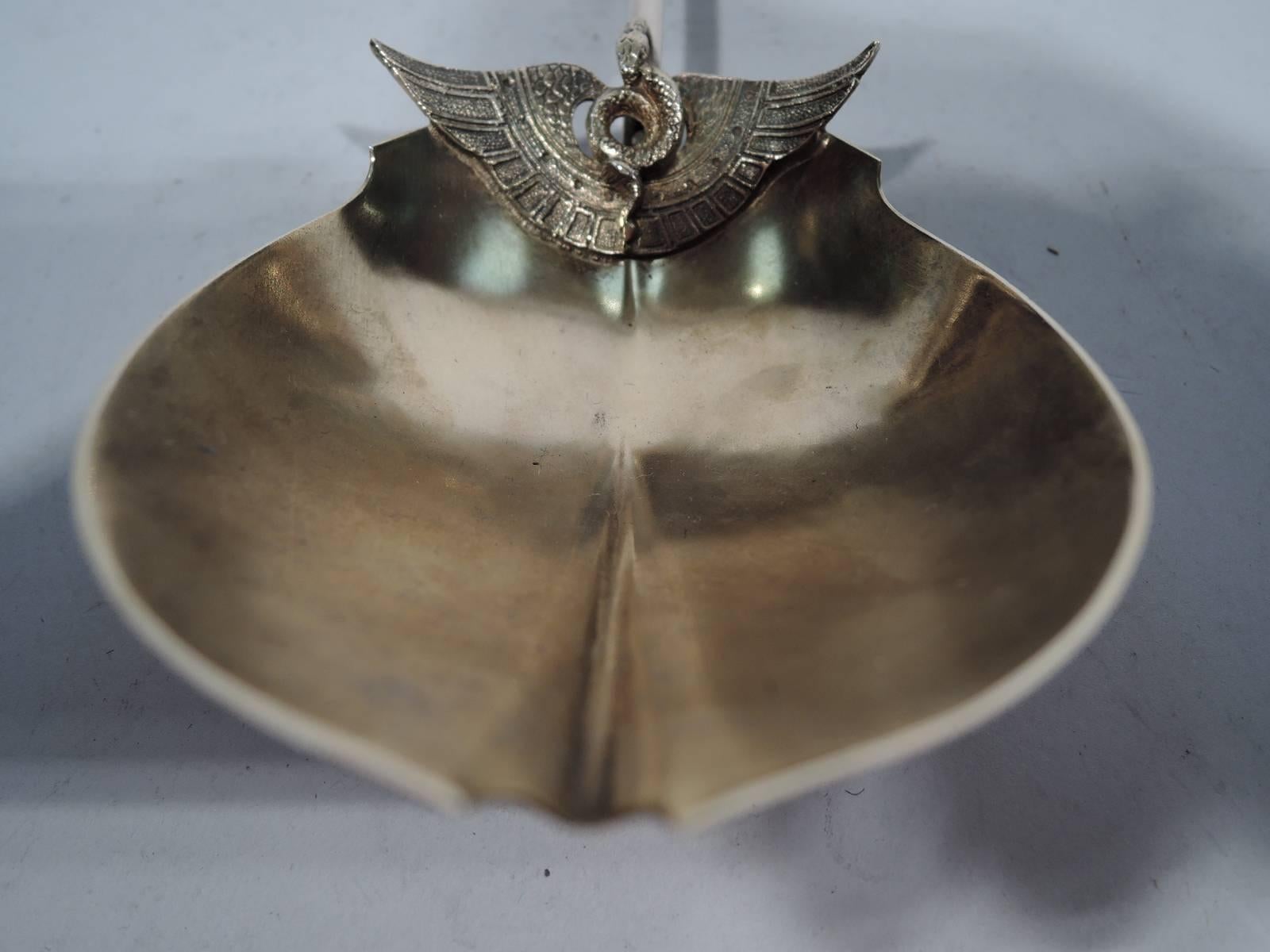 Egyptian Revival Antique Gorham Sterling Silver Berry Spoon in Rare Isis Pattern