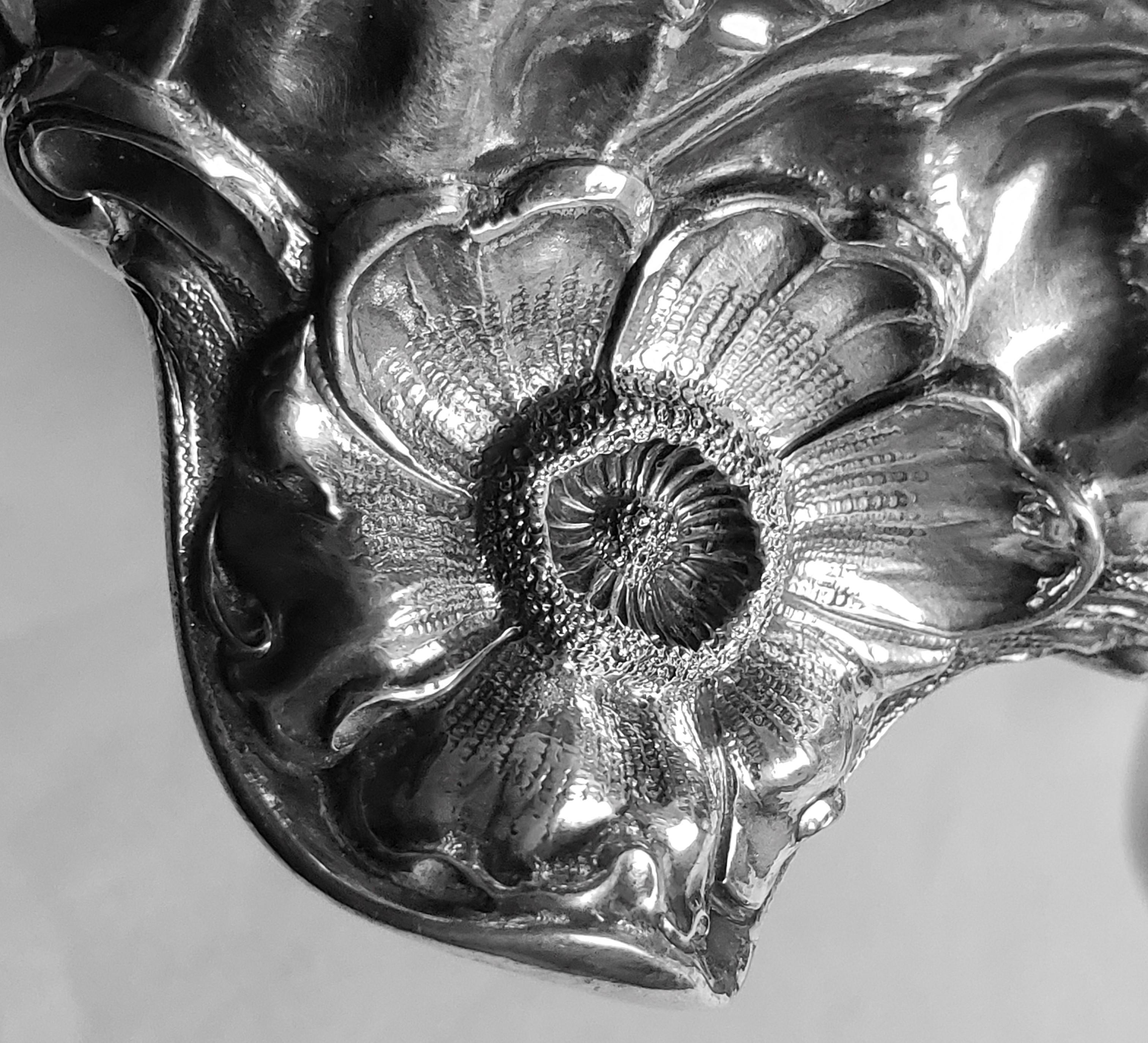 Antique Gorham Sterling Silver Bowl with Ornate Chased Floral Decoration For Sale 7