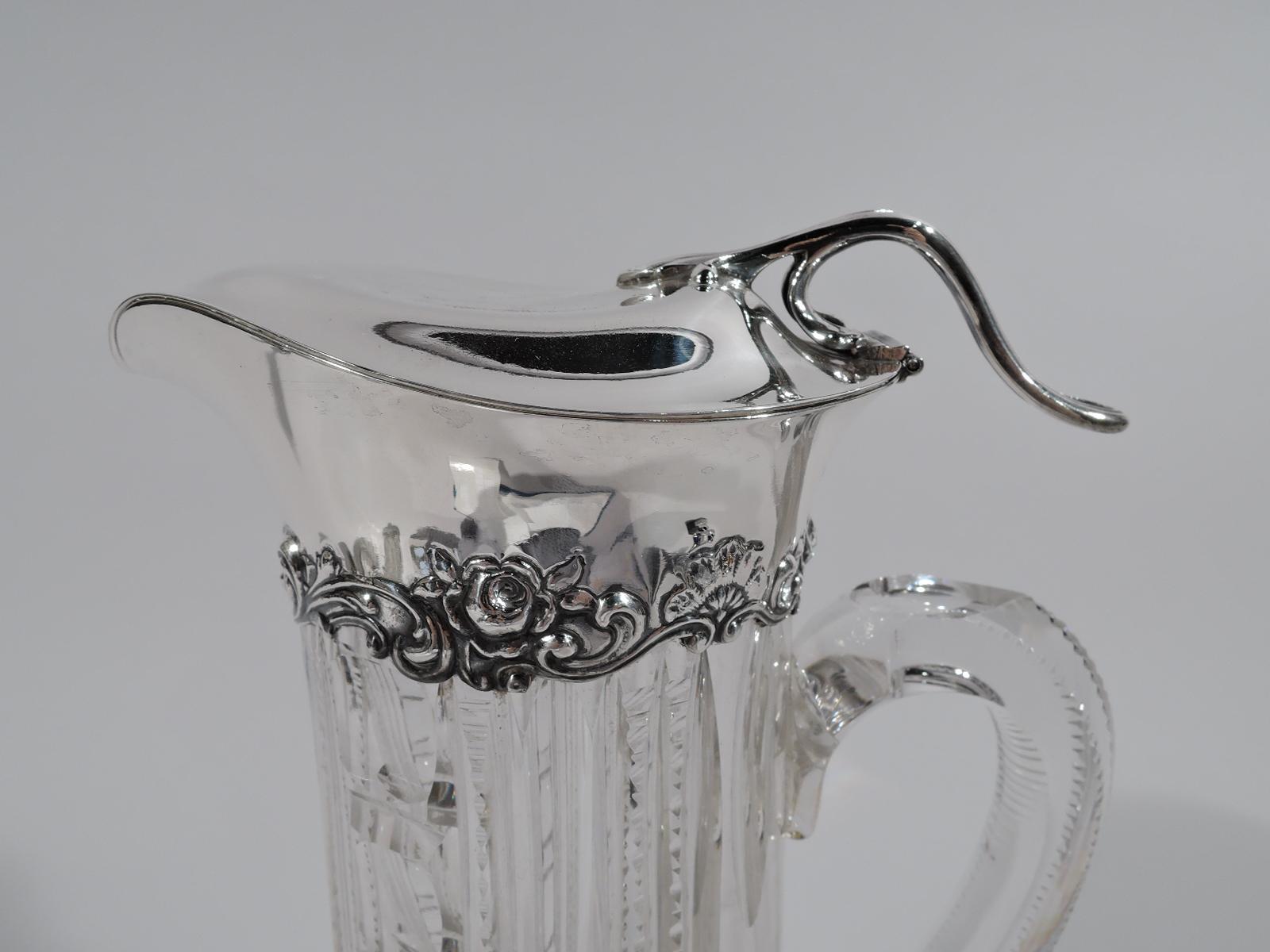 American Antique Gorham Sterling Silver and Brilliant-Cut Glass Claret Jug