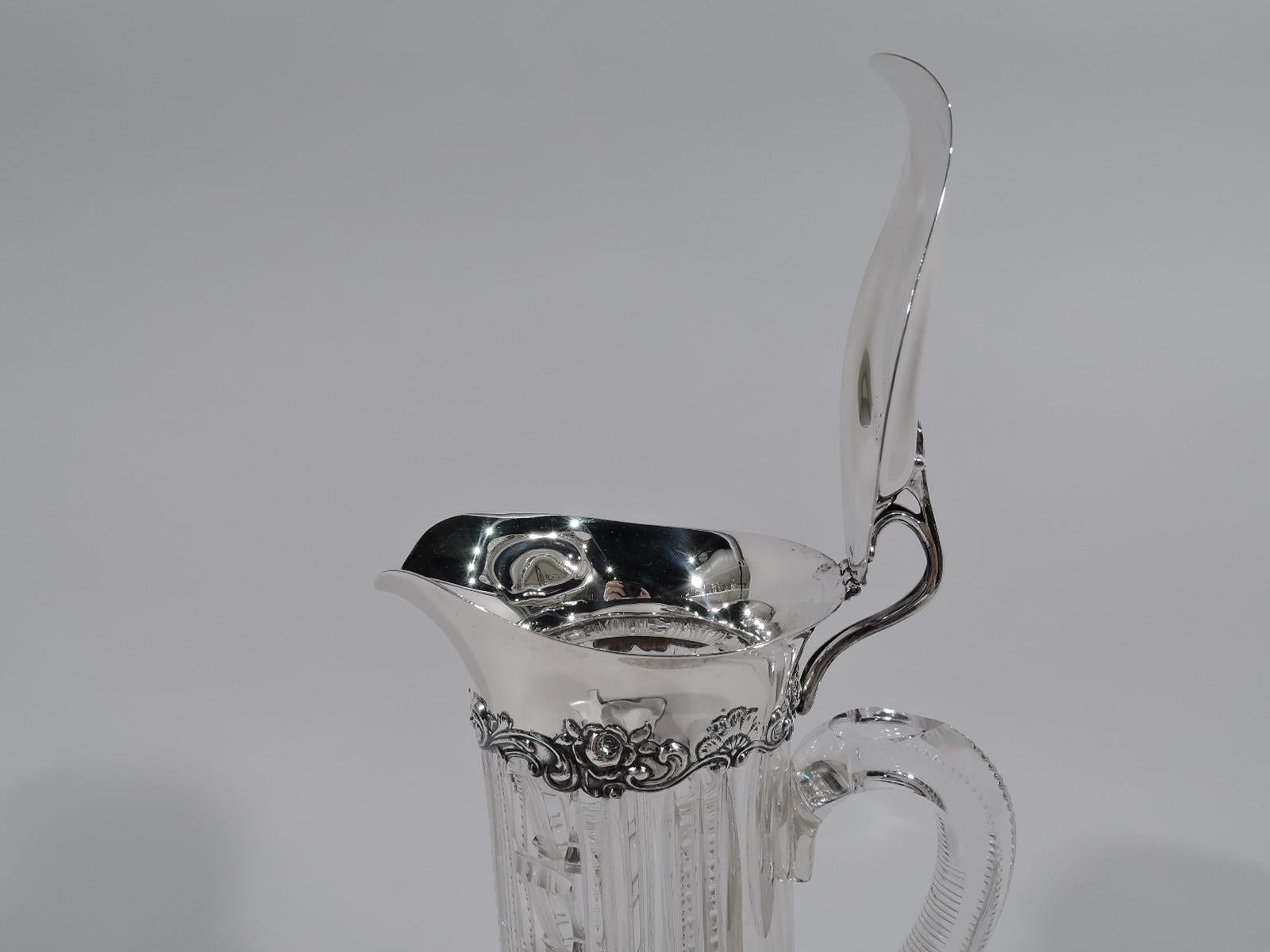 Antique Gorham Sterling Silver and Brilliant-Cut Glass Claret Jug In Good Condition In New York, NY