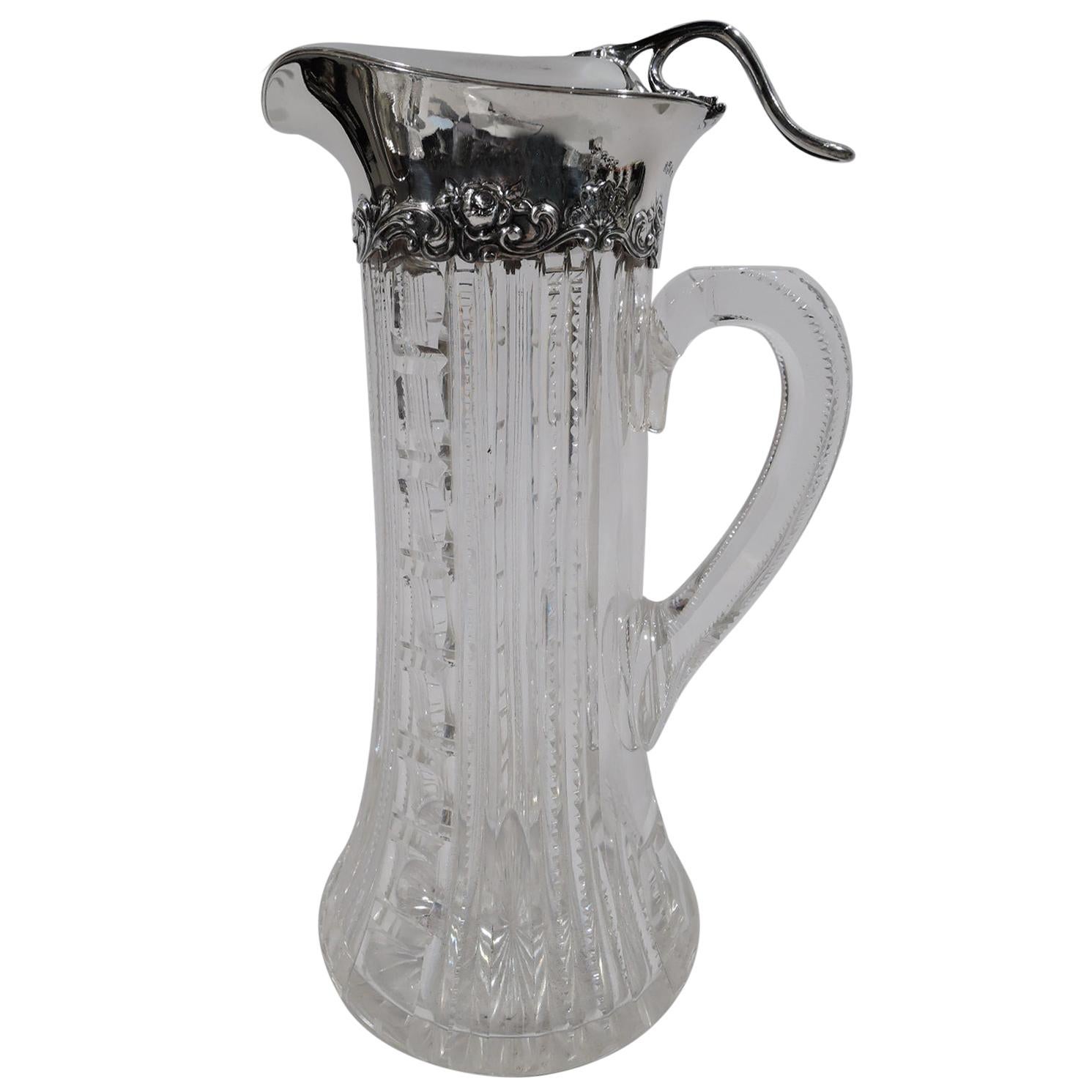 Antique Gorham Sterling Silver and Brilliant-Cut Glass Claret Jug
