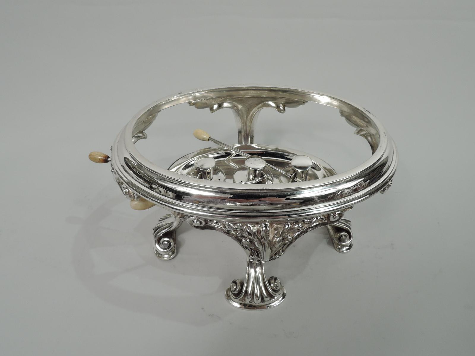 Edwardian Antique Gorham Sterling Silver Chafing Dish with Turtle Finial
