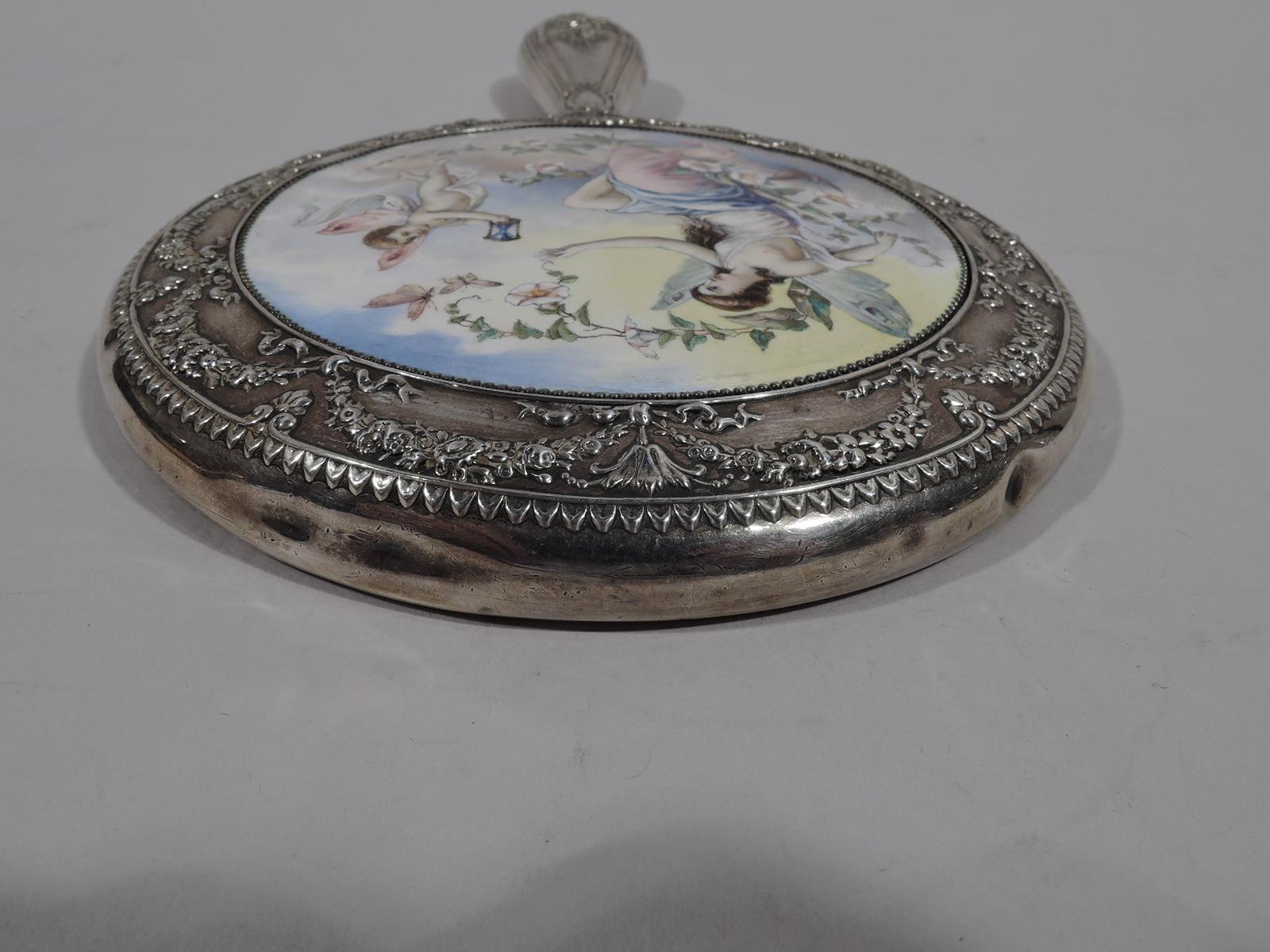 Antique Gorham Sterling Silver and Enamel Classical Goddess Vanity Set In Good Condition In New York, NY