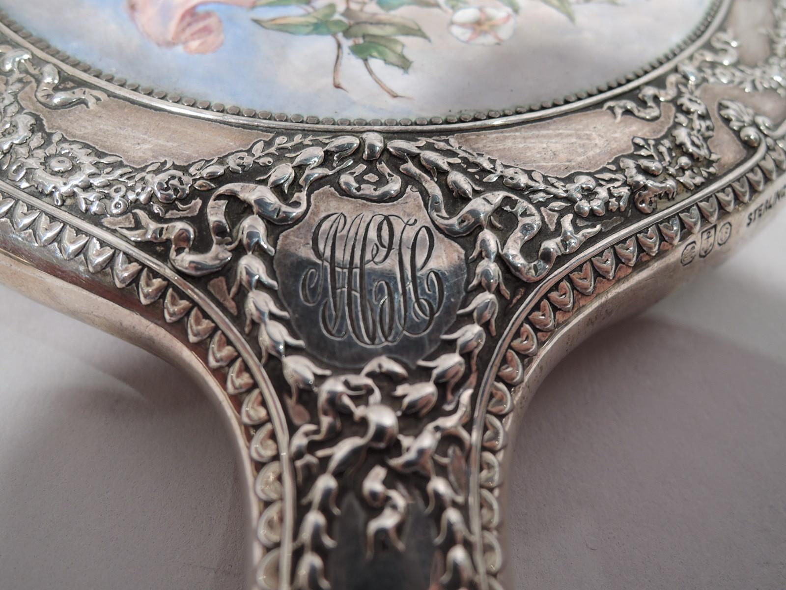 Women's Antique Gorham Sterling Silver and Enamel Classical Goddess Vanity Set