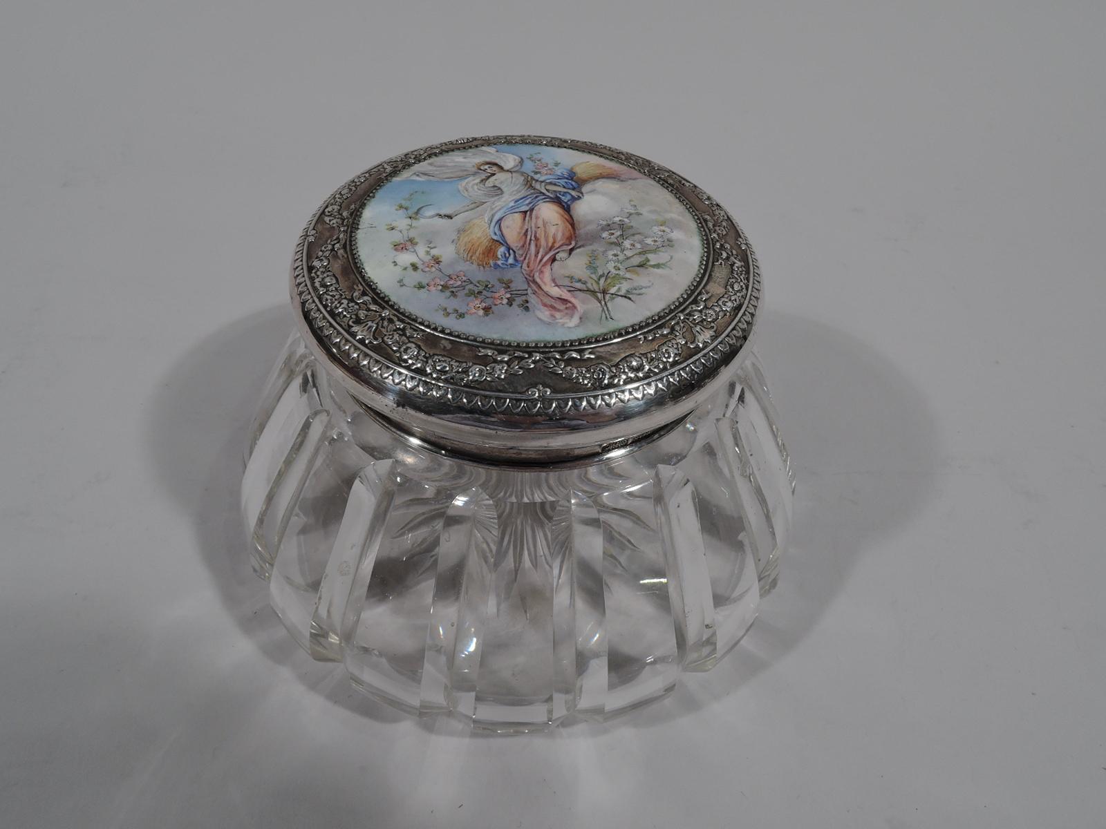 Antique Gorham Sterling Silver and Enamel Classical Goddess Vanity Set 1