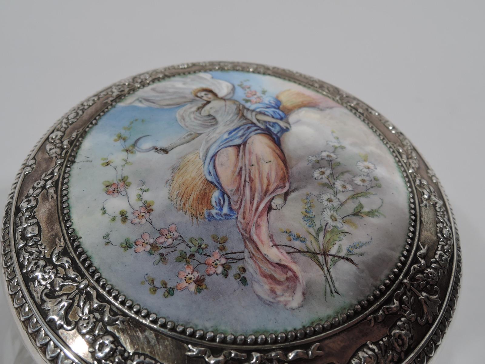 Antique Gorham Sterling Silver and Enamel Classical Goddess Vanity Set 2