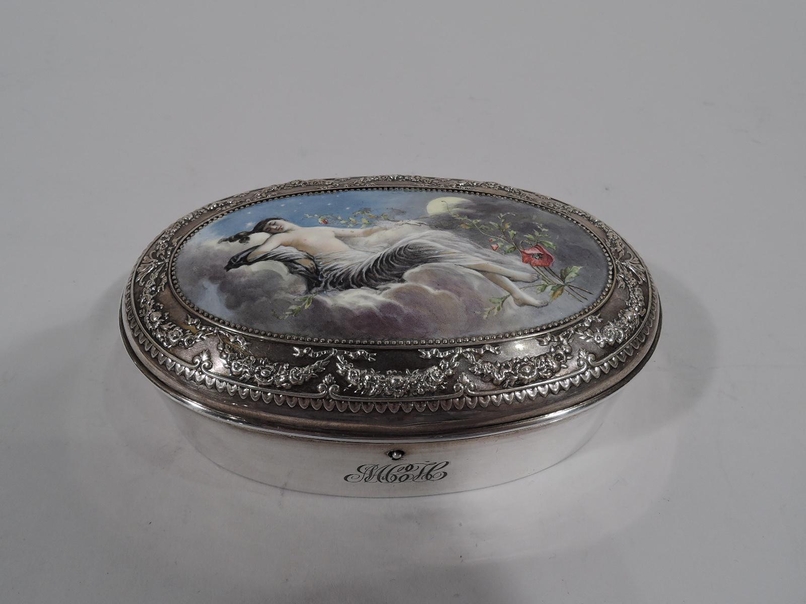 Antique Gorham Sterling Silver and Enamel Classical Goddess Vanity Set 3