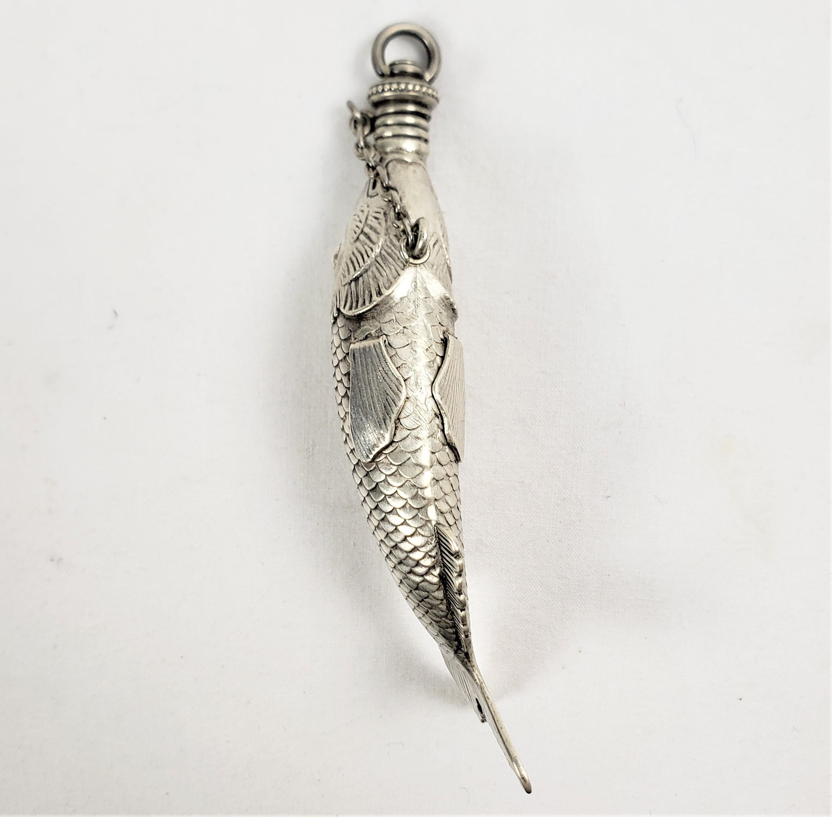 Victorian Antique Gorham Sterling Silver Figural Coy Fish Scent or Perfume Bottle For Sale