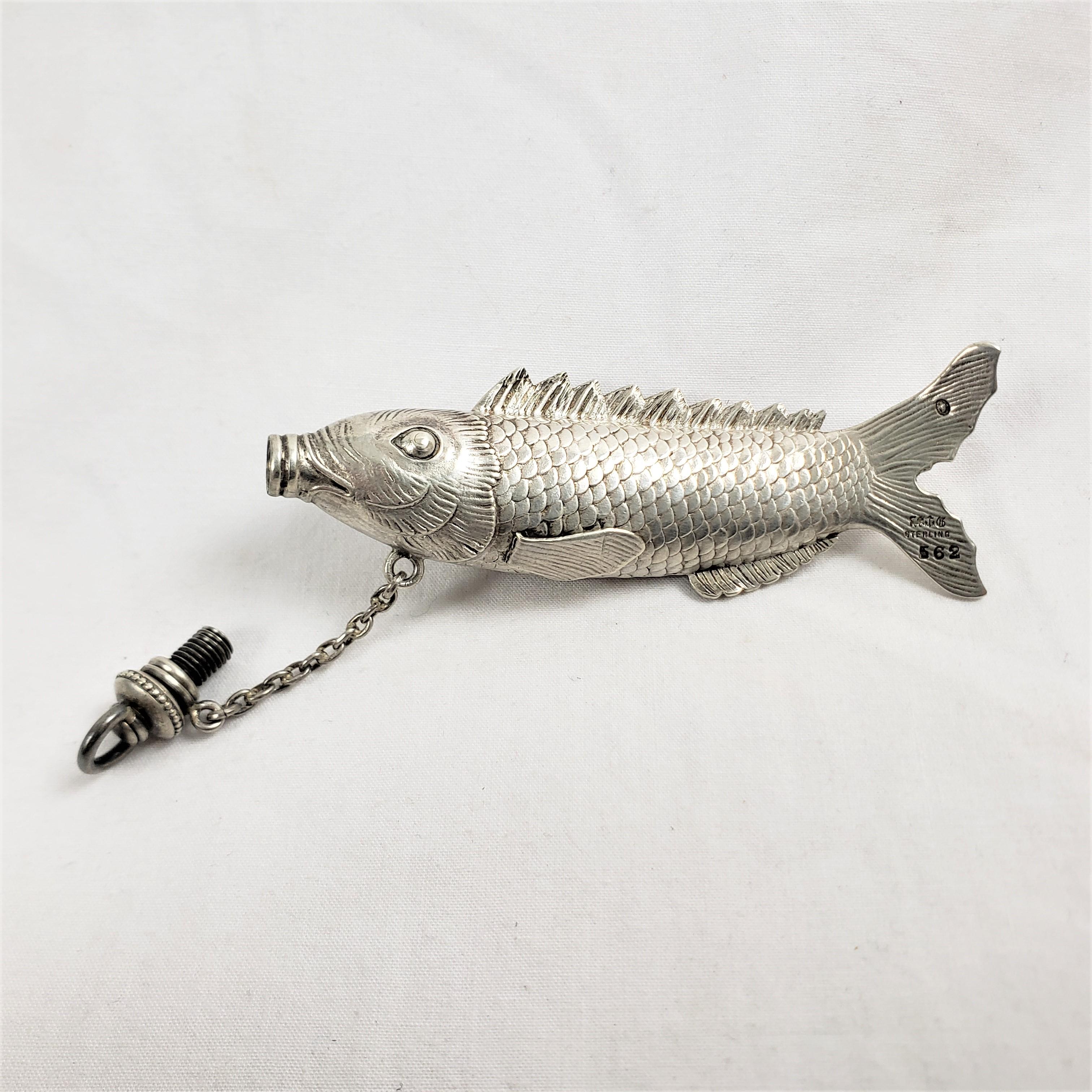 American Antique Gorham Sterling Silver Figural Coy Fish Scent or Perfume Bottle For Sale