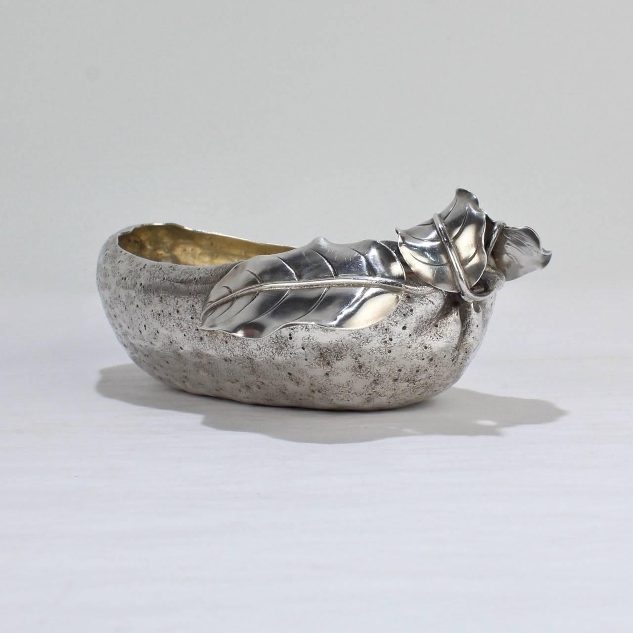 Aesthetic Movement Antique Gorham Sterling Silver Figural Olive Bowl or Dish