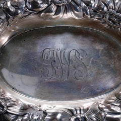Antique Gorham Sterling Silver Floral Repousse Nut Bowl, circa 1890