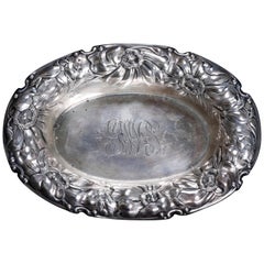 Antique Gorham Sterling Silver Floral Repousse Nut Bowl, circa 1890