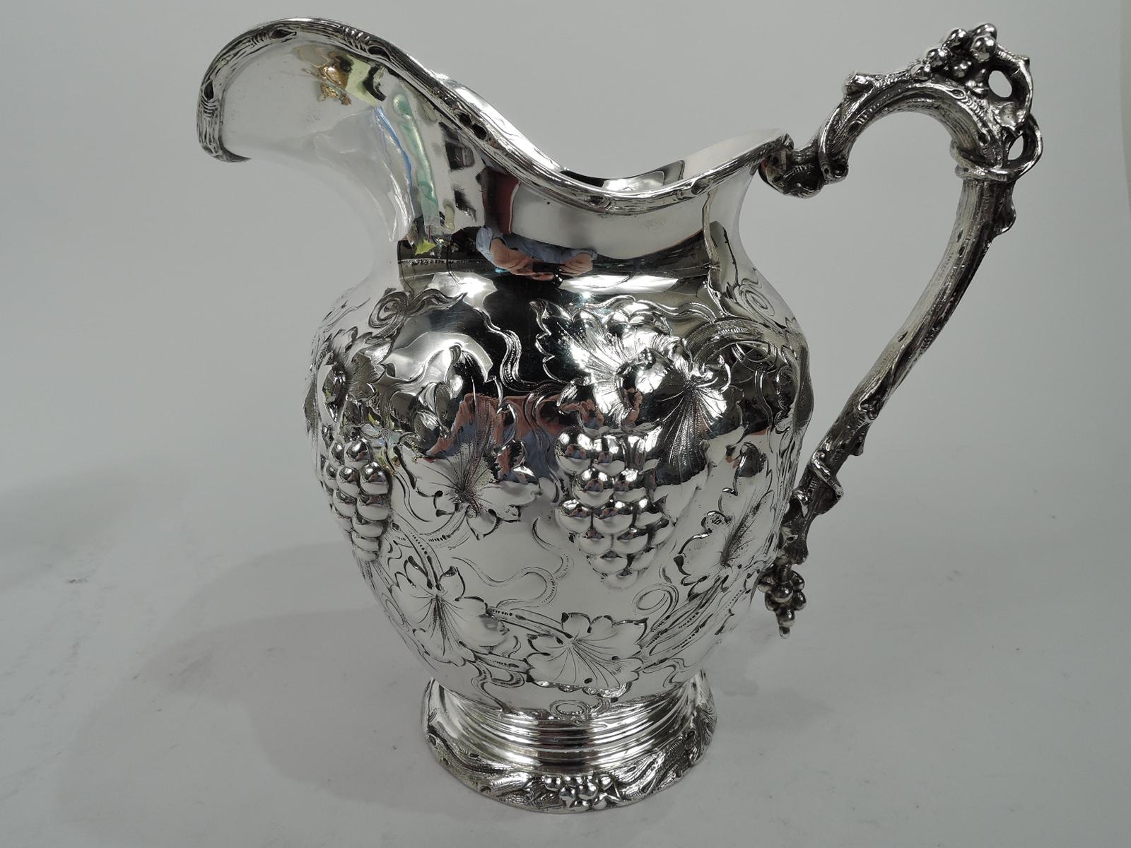 American Antique Gorham Sterling Silver Grapevine Water Pitcher