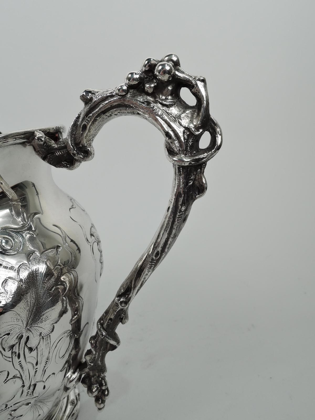 Antique Gorham Sterling Silver Grapevine Water Pitcher In Excellent Condition In New York, NY