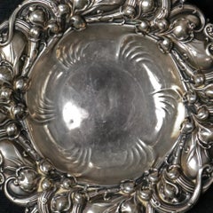 Antique Gorham Sterling Silver Leaf and Vine Repousse Nut Bowl, circa 1890